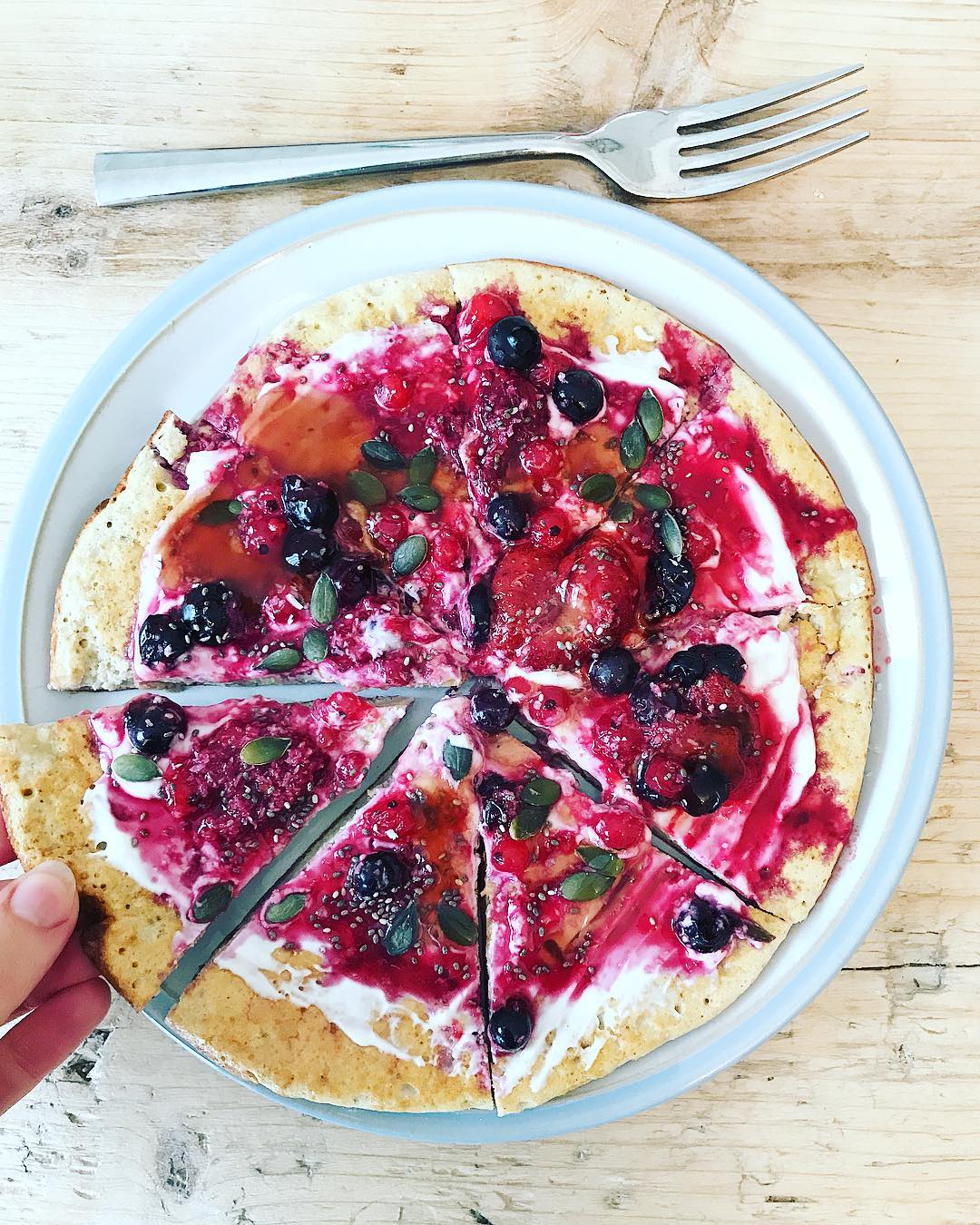 Giant Banana Protein Pancake Pizza