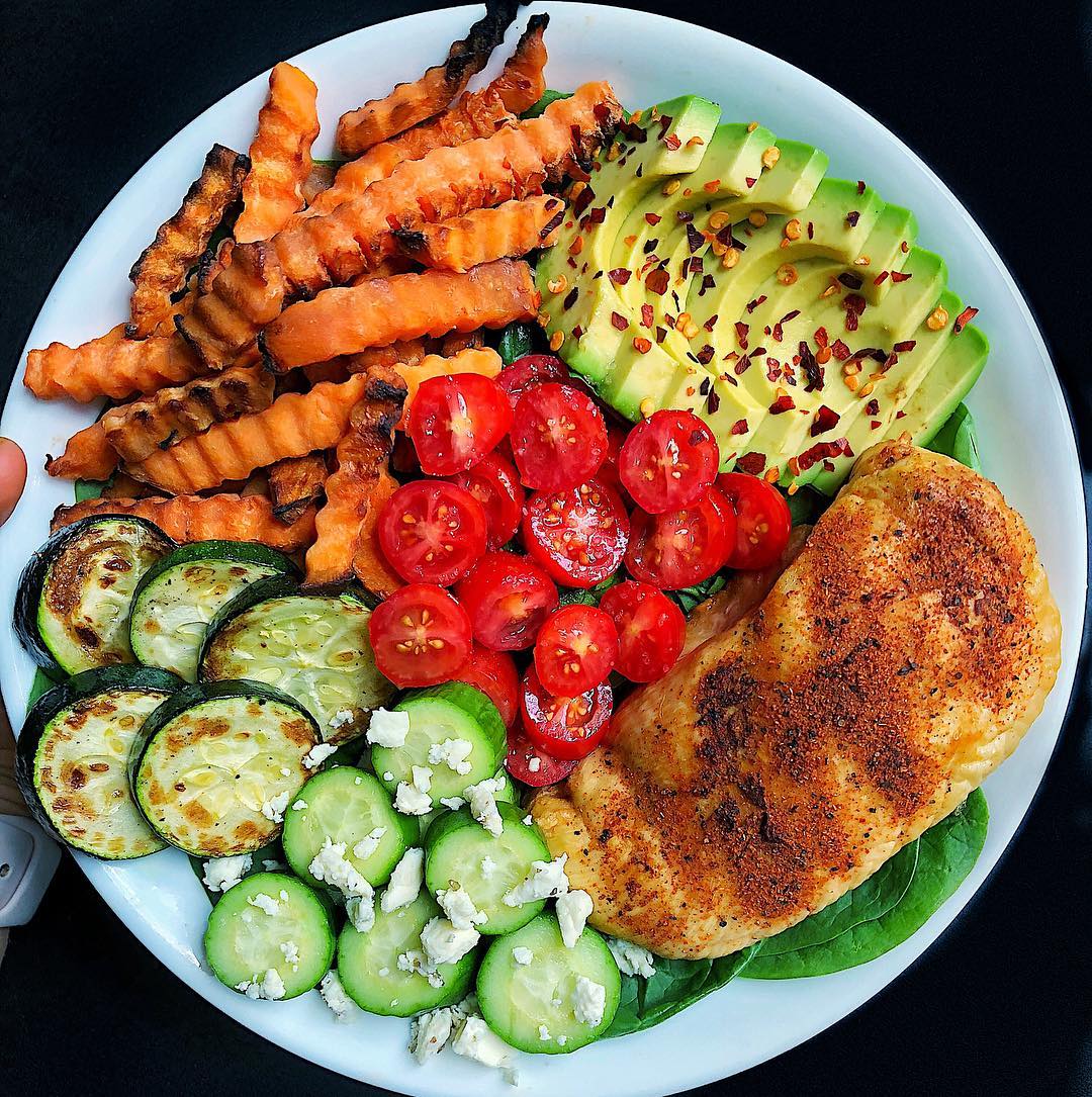 Paleo Chicken Veggie Bowl with Sweet Potatoes