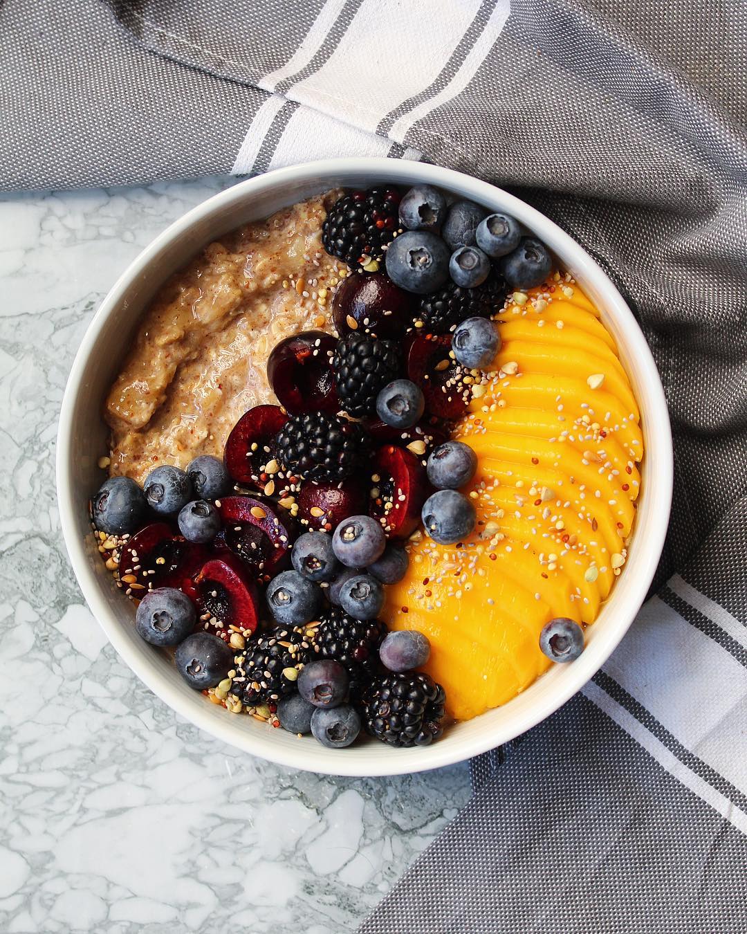 Ginger Spiced Overnight Oats with Mango and Berries