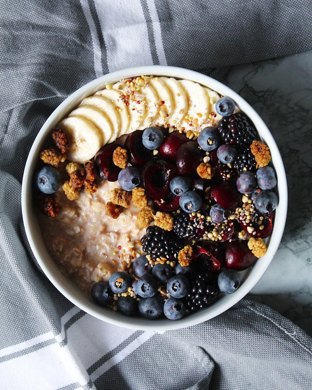 Coconut Overnight Oats with Banana and Fruits