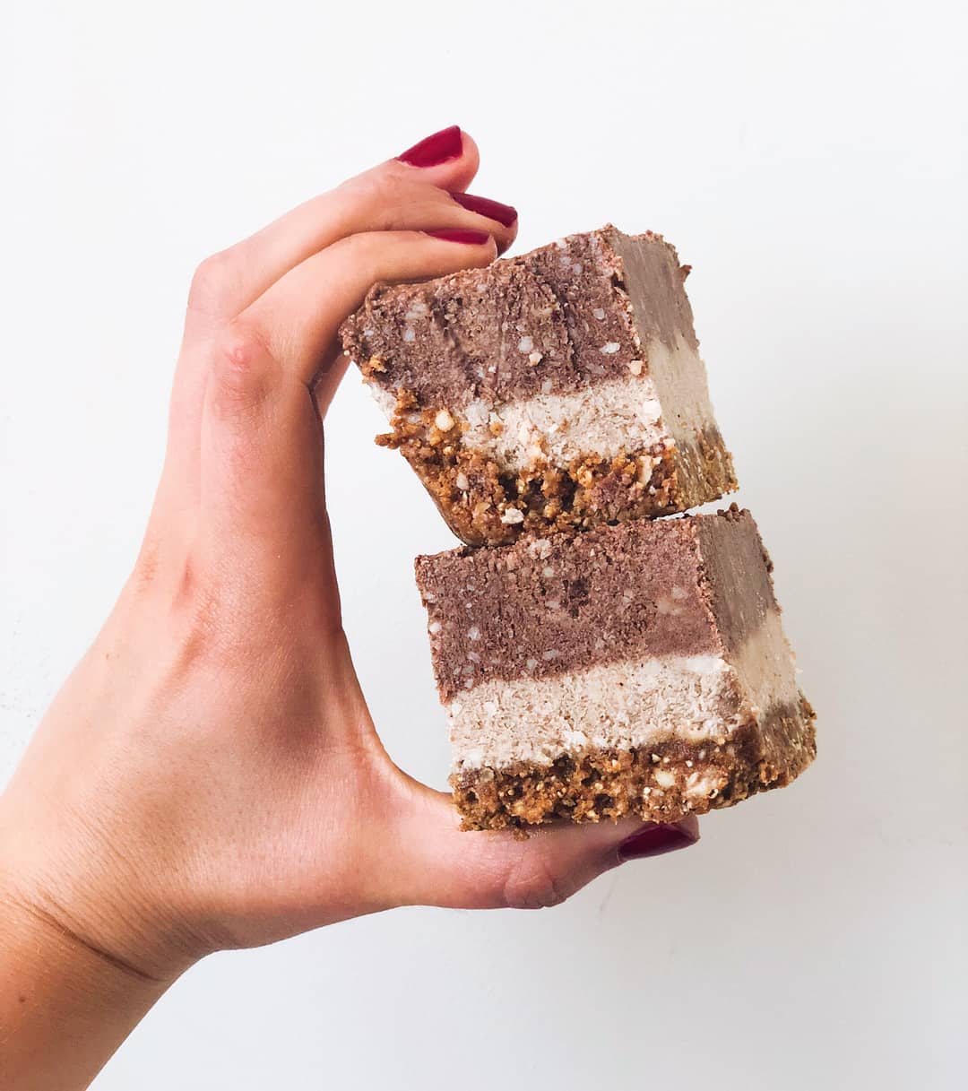 Chocolate Banana Frozen Raw Vegan Cheesecake Bars