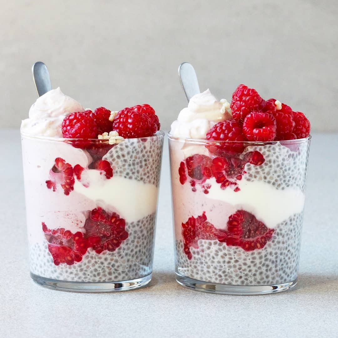 Chia Pudding with Coconut Yogurt and Raspberries