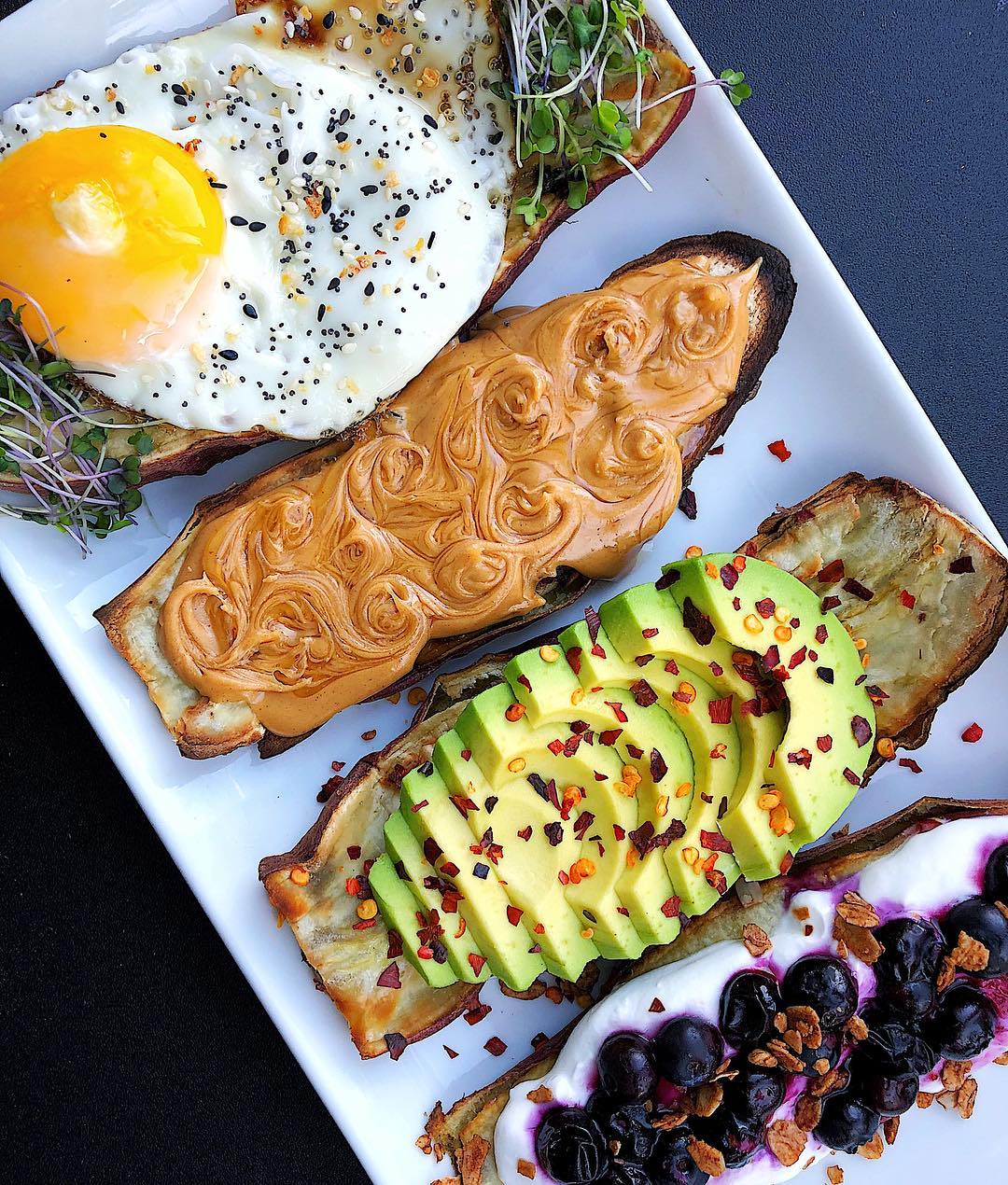 Sweet Potato Toast Four Ways