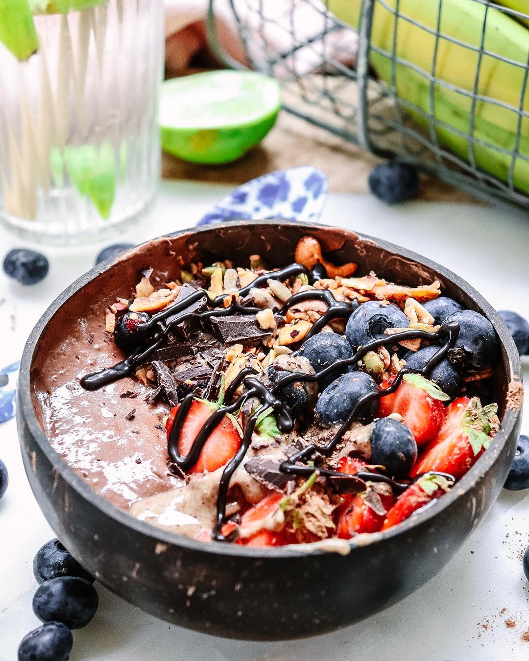 Strawberry and Chocolate Smoothie Bowl