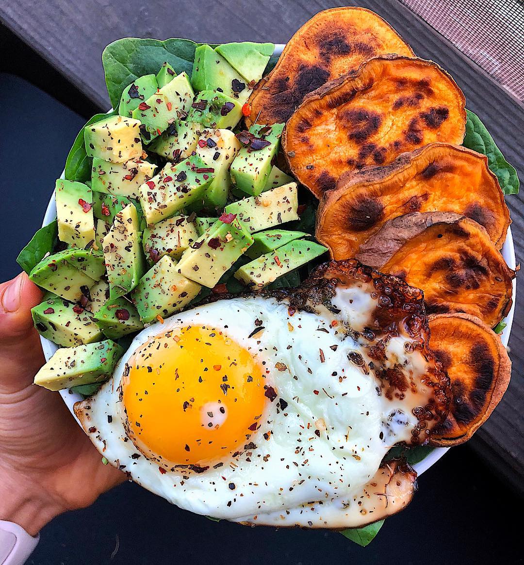 Organic Egg with Roasted Sweet Potato and Avocado