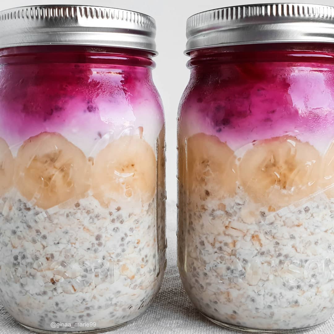 Coconut Overnight Oats with Banana and Raspberries