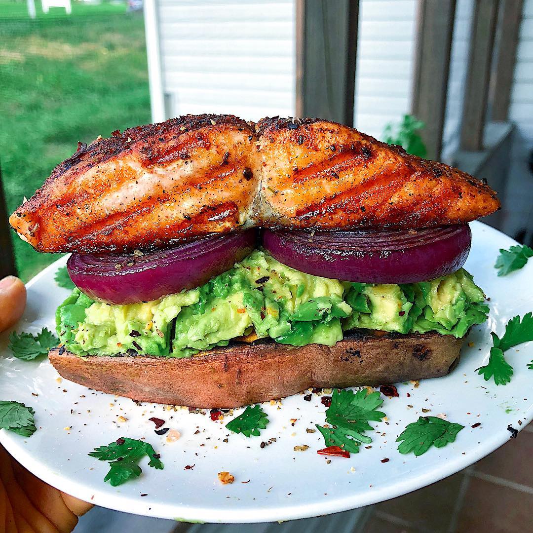 Salmon Sandwich with Sweet Potato Toast
