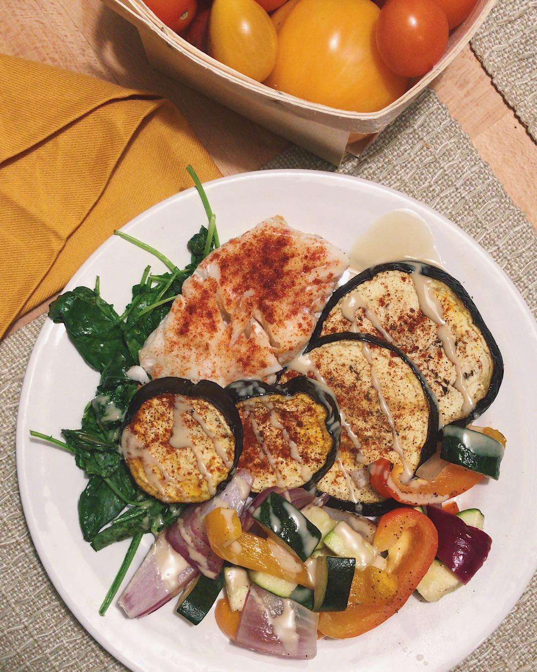 Roasted Eggplant and Cod Dinner