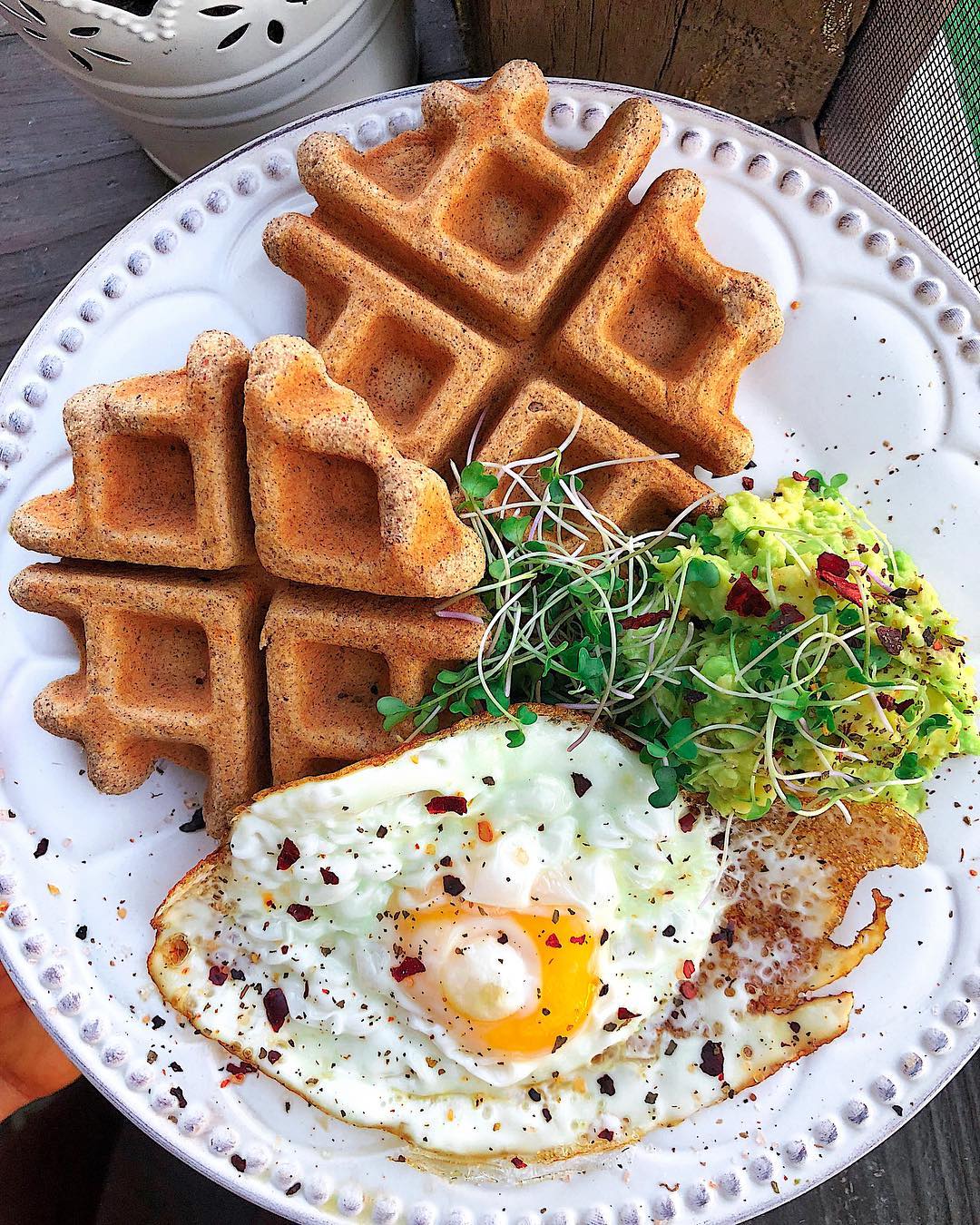 Paleo Waffles with Egg and Avocado