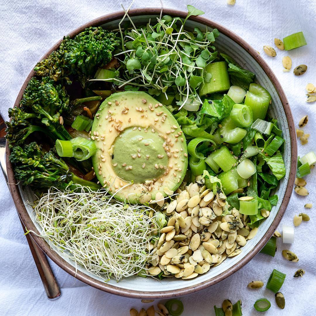 Green Goddess Bowl with Fresh Greens and Dressing