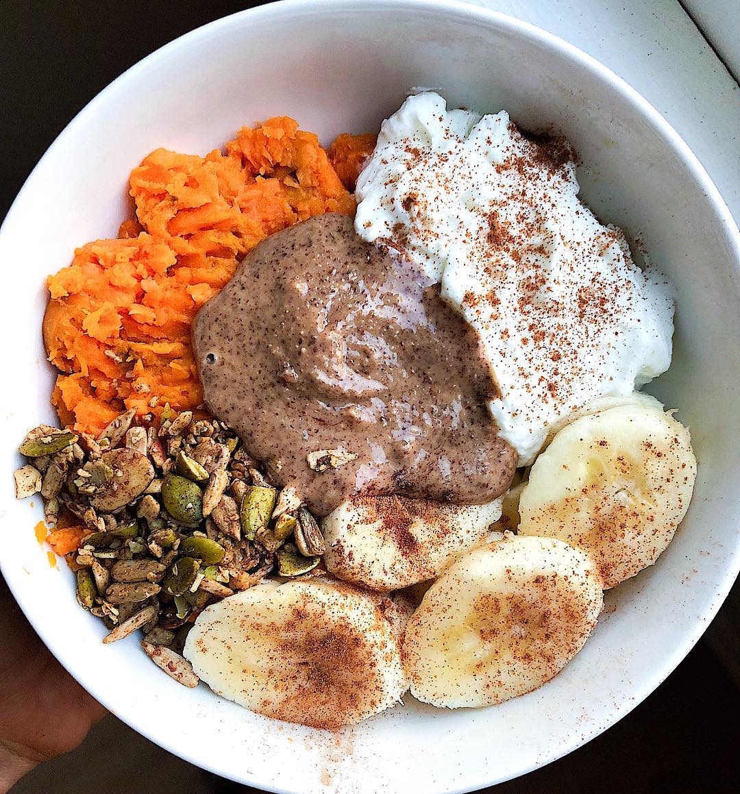 Sweet Potato Breakfast Bowl with Toppings