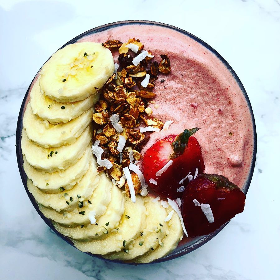 Strawberry Banana Protein Smoothie Bowl