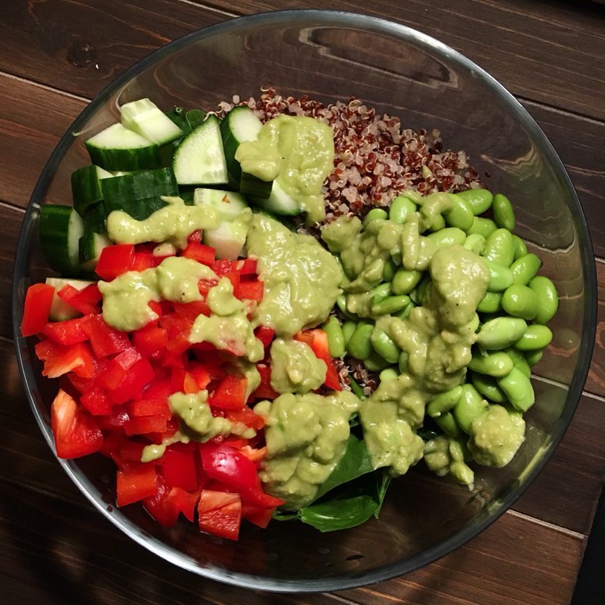 Asian-Inspired Quinoa Salad with Avocado Dressing