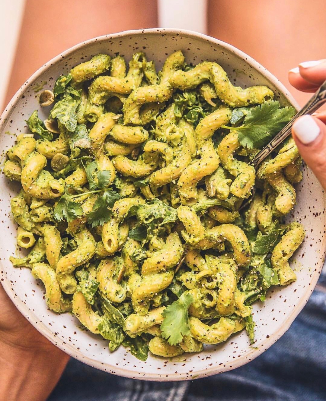Chickpea Cavatappi + Creamy Pesto