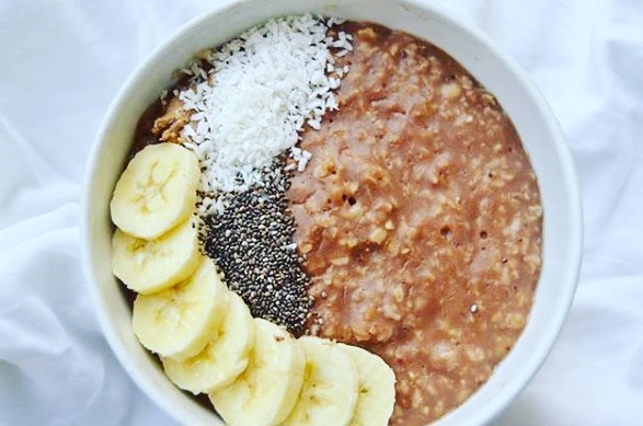 Choc Oats Porridge with Banana and Coconut