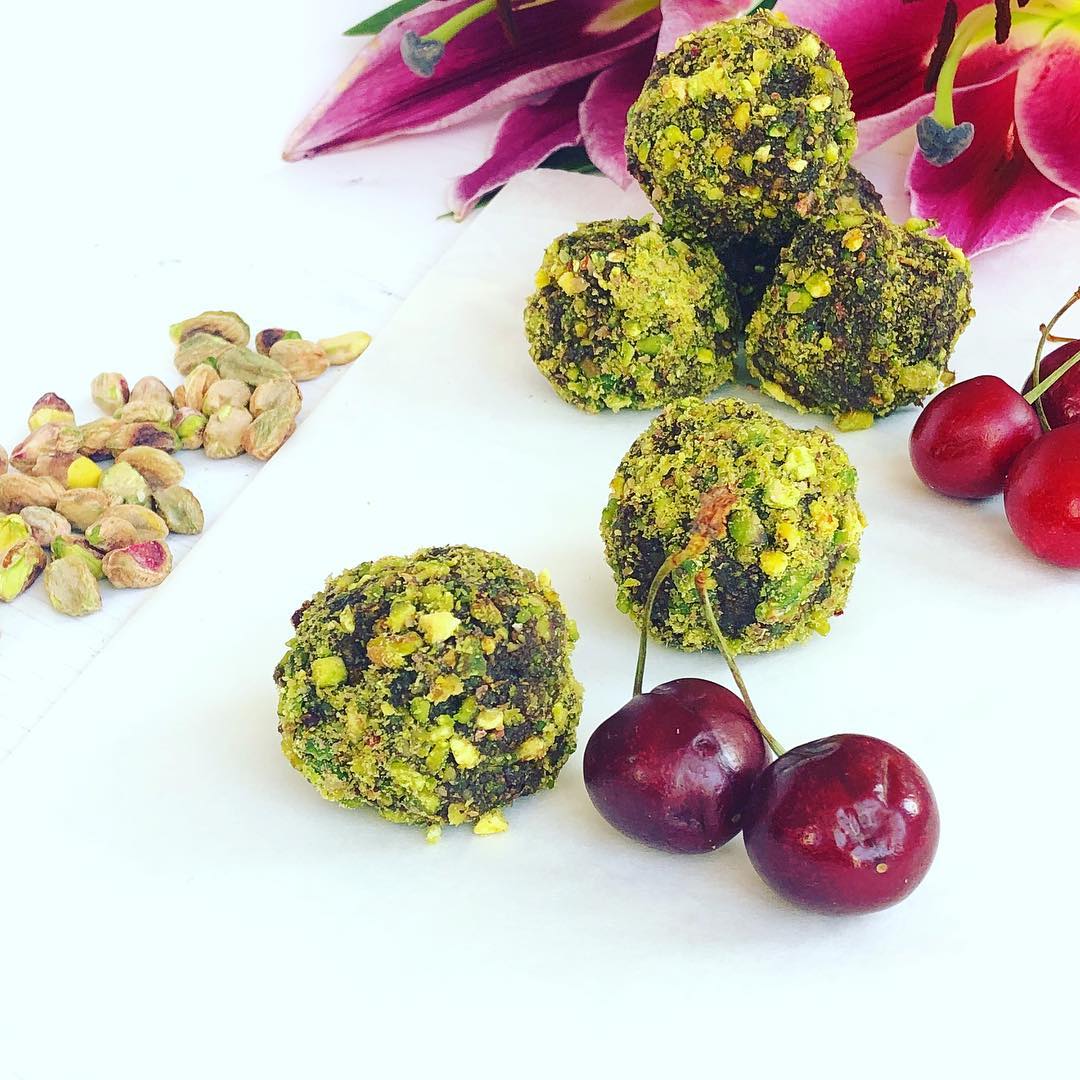Delicious Cherry Chocolate Pistachio Energy Balls
