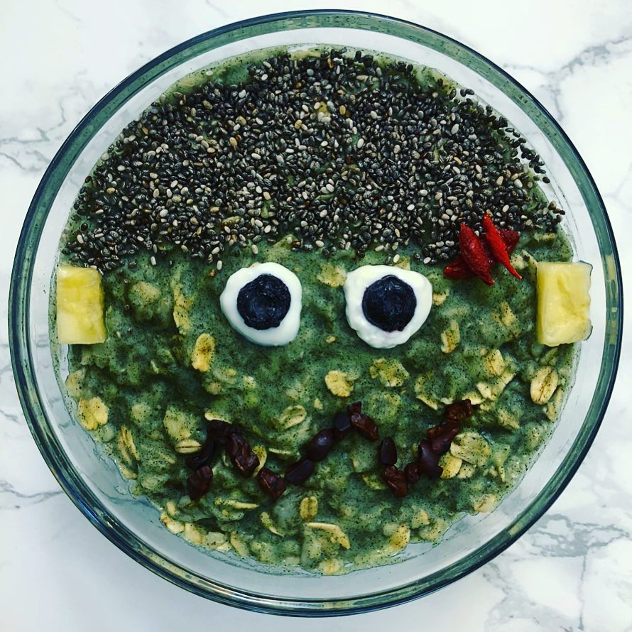 Halloween Baked Matcha Oats Bowl