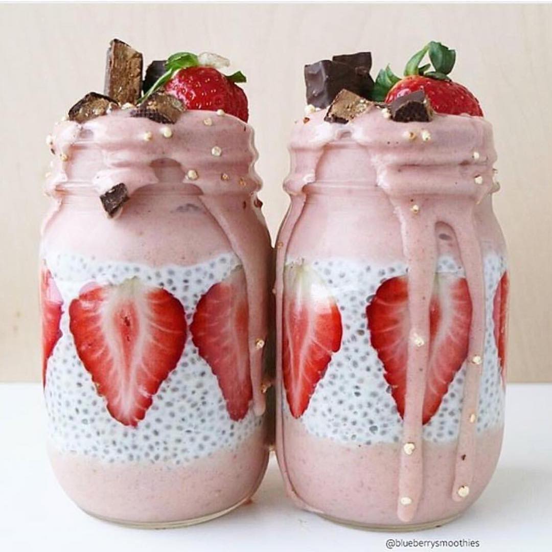 Banana Strawberry Smoothie with Vanilla and Peanut Butter