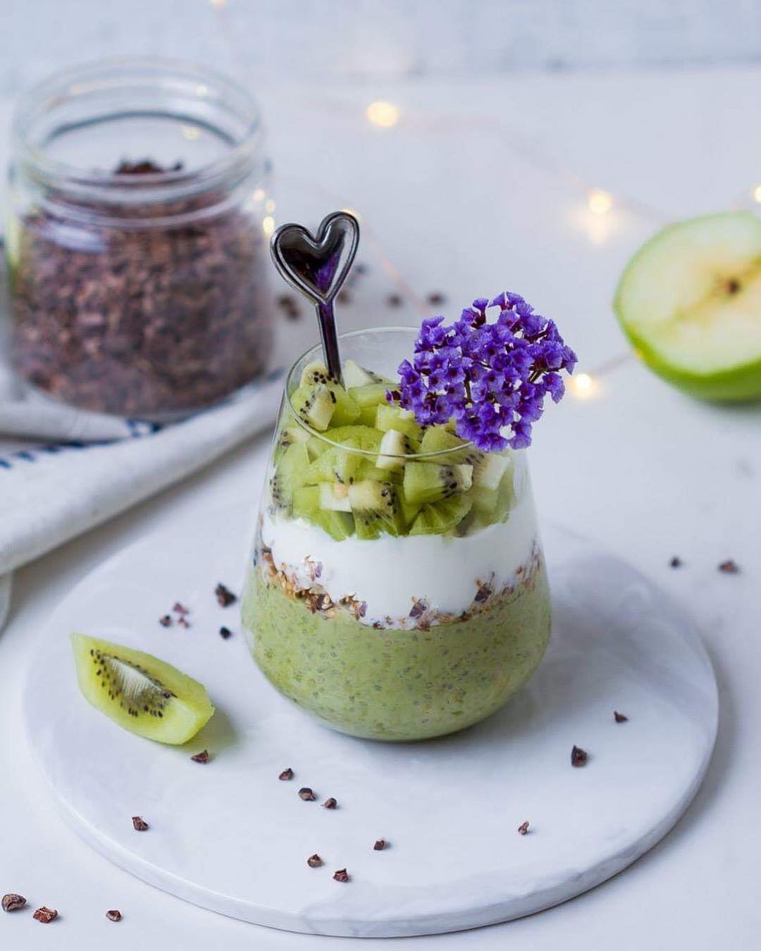 Healthy Matcha Chia Pudding with Coconut Milk