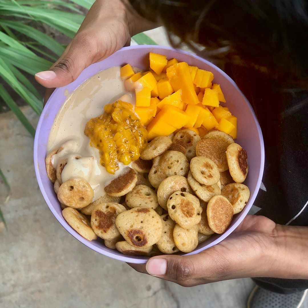Pancake Cereal with Sourdough and Mango