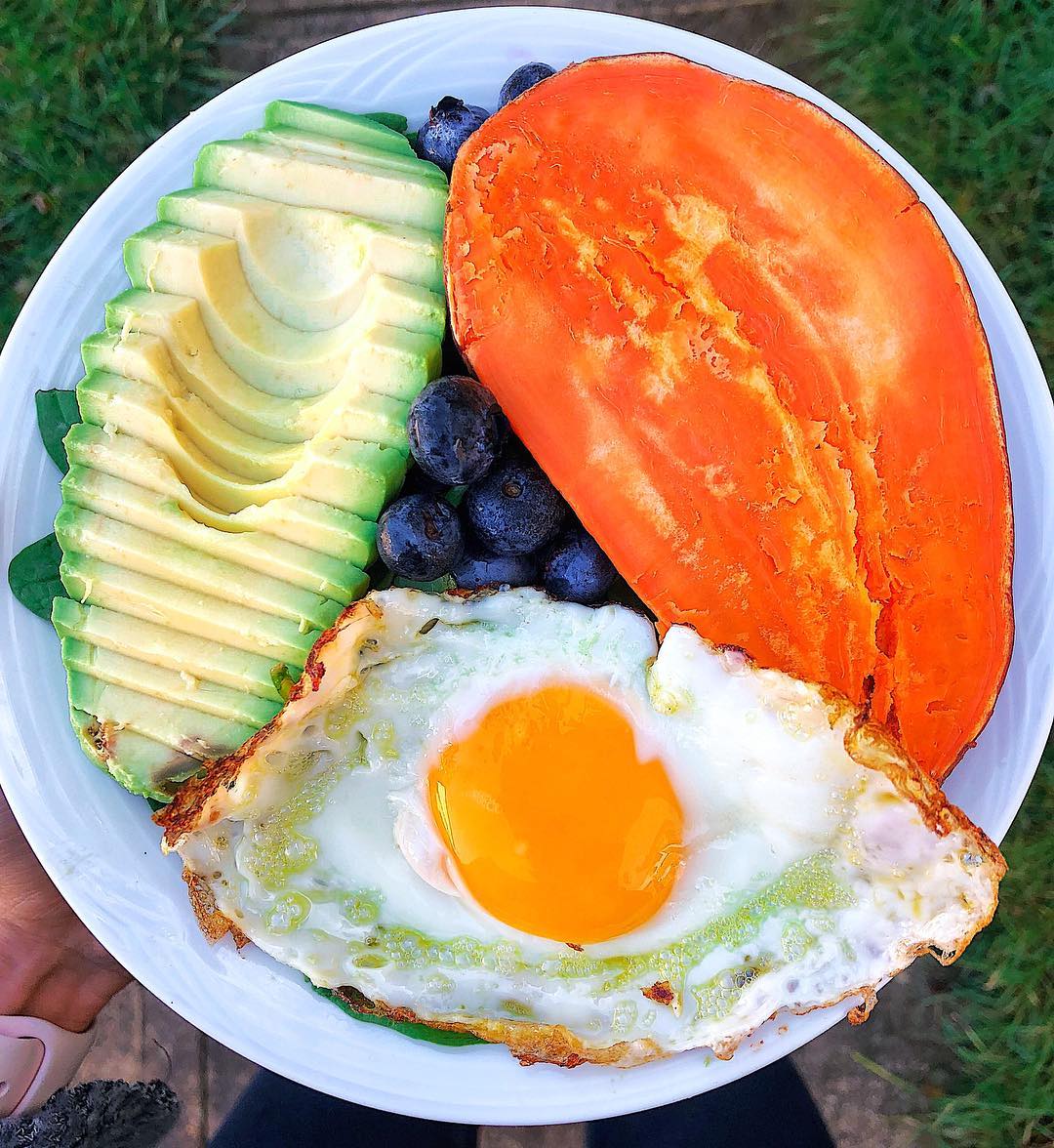 Easy Lunch with Egg Avocado and Sweet Potato