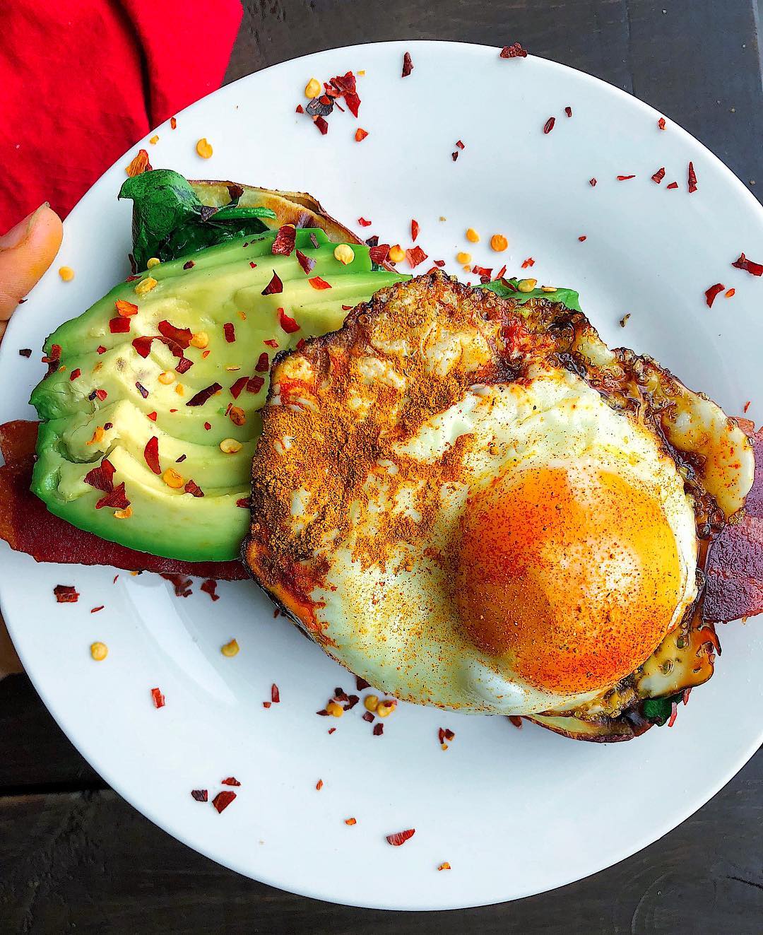 Sweet Potato Toast with Egg Avocado and Bacon
