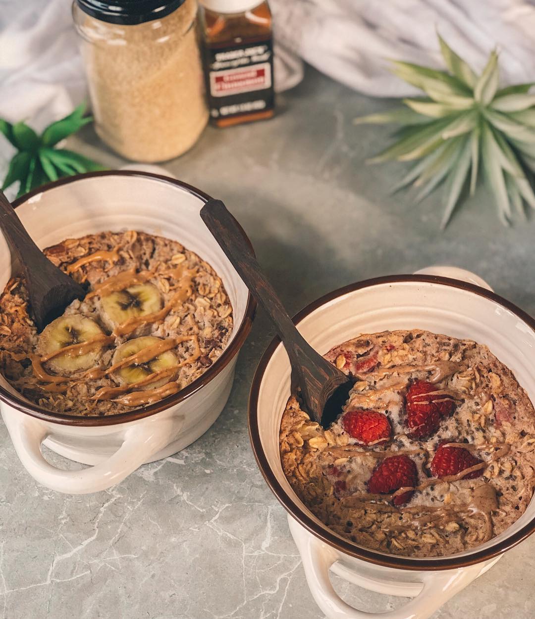 Banana Pecan Chocolate and Raspberry Chia Oats