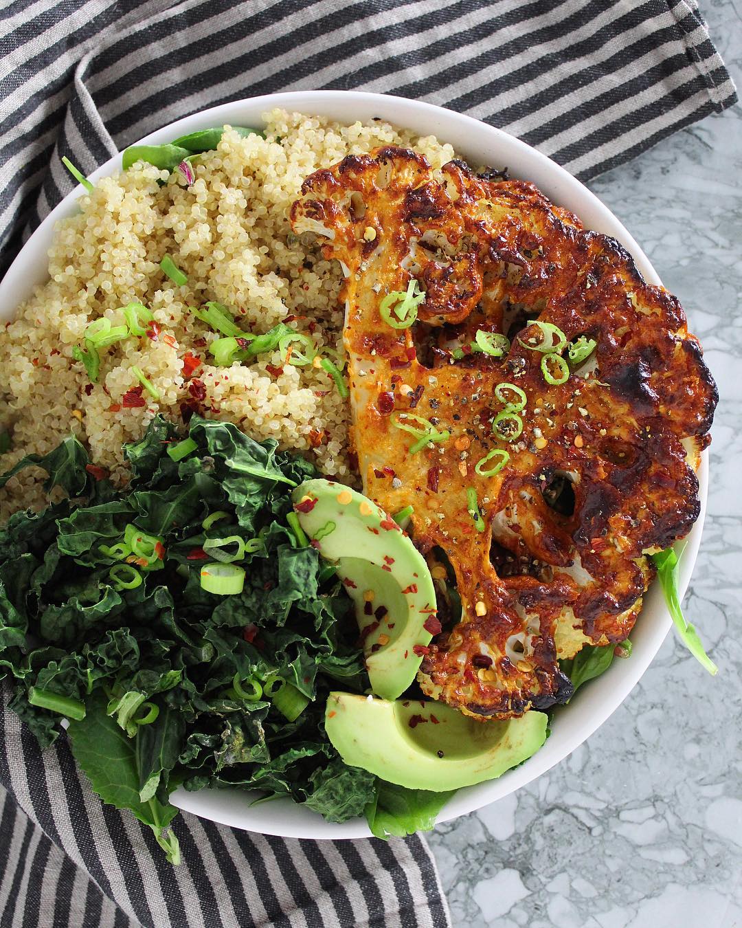 Oven-Broiled Cauliflower Steaks with Tahini Marinade
