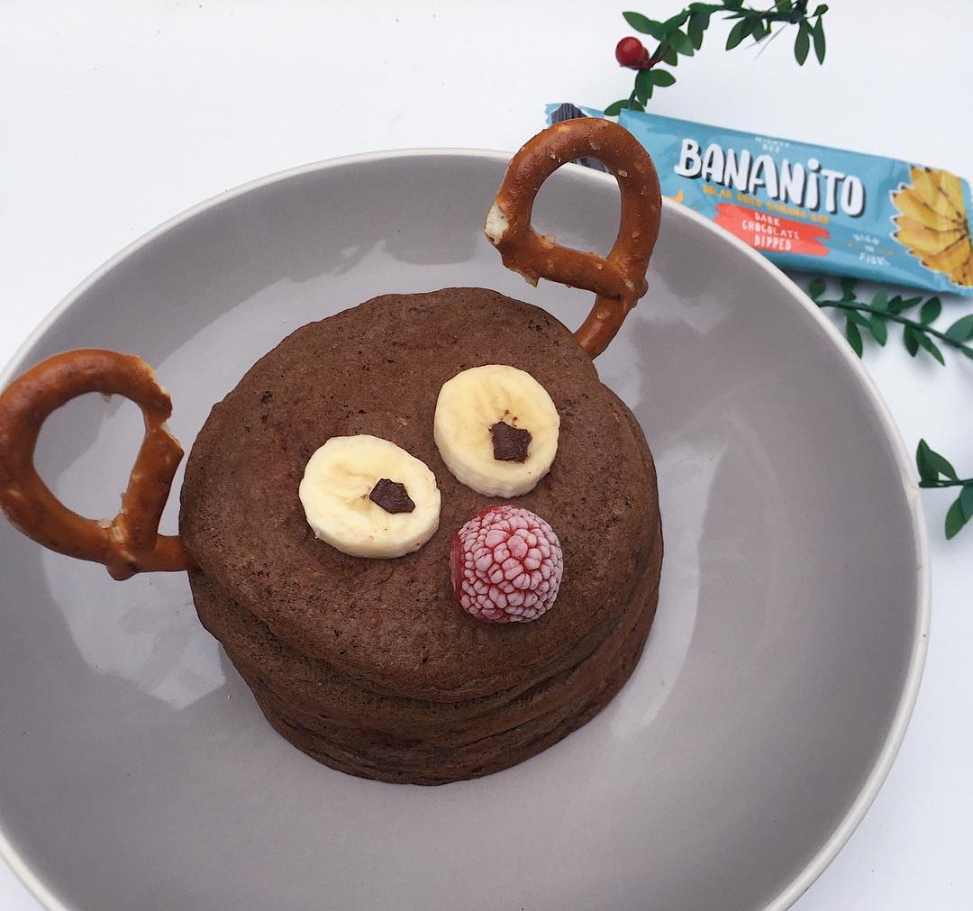 Chocolate Rudolph Pancakes with Stuffed Banana Bar
