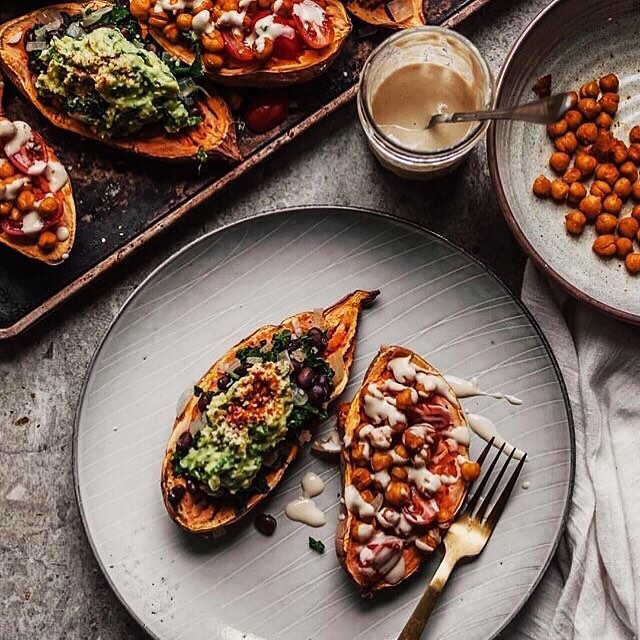 Roasted Sweet Potatoes Stuffed Two Ways