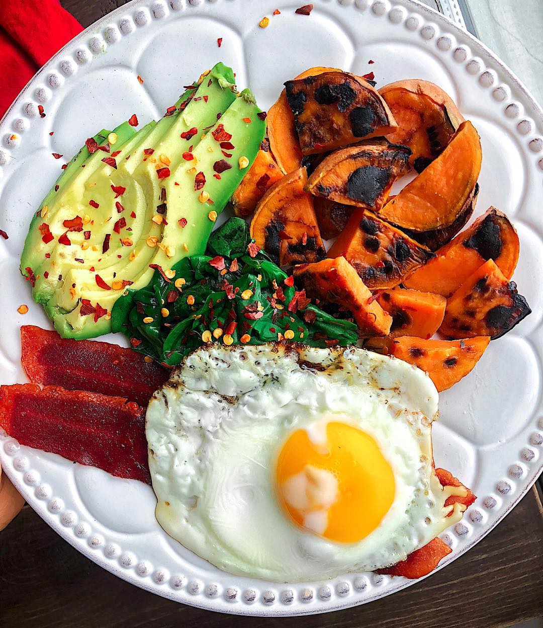 Savory Fried Egg Breakfast with Avocado and Bacon