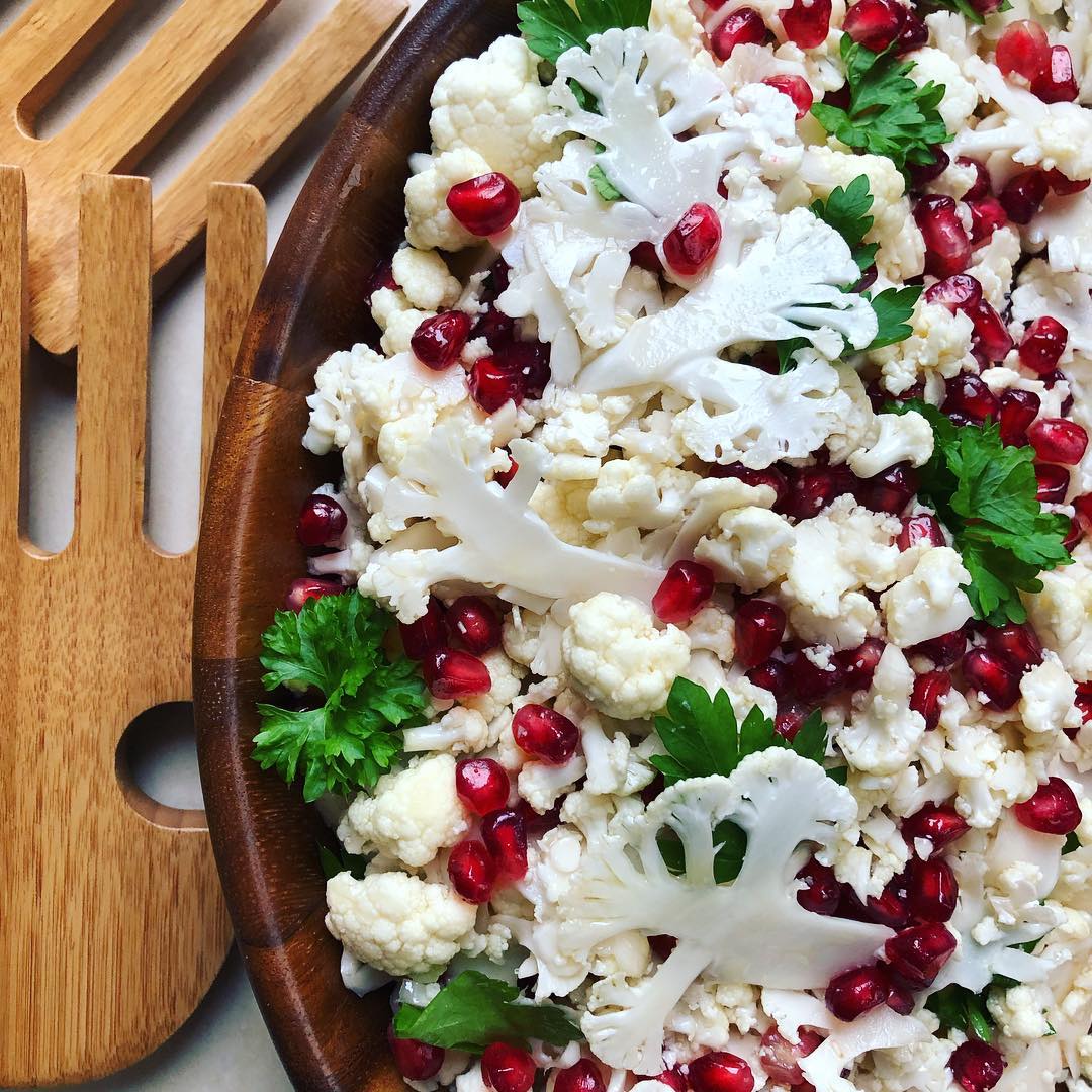 Raw Cauliflower and Pomegranate Salad
