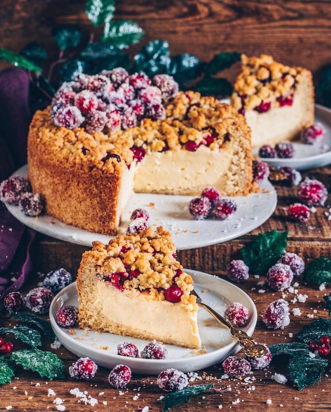 Vegan Cranberry Crumb Cheesecake