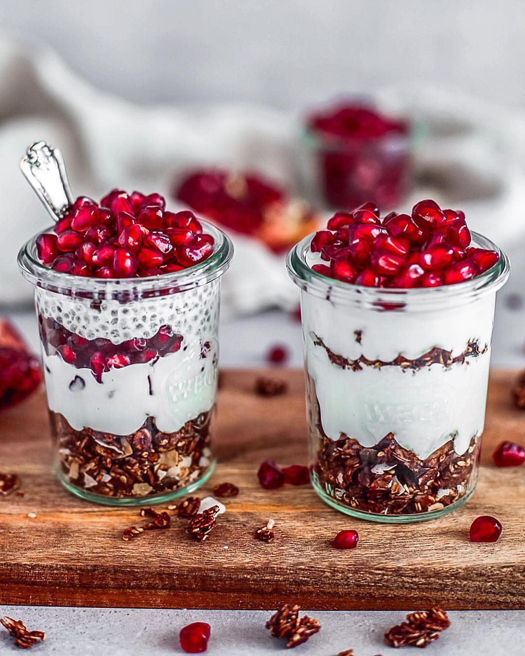 Chocolate Granola Pomegranate Parfaits