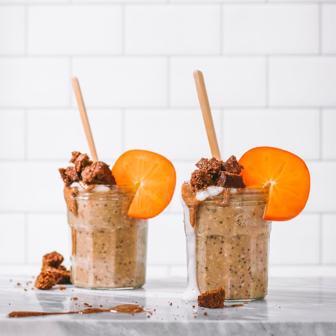 Gingerbread Overnight Oats with Spiced Almond Butter