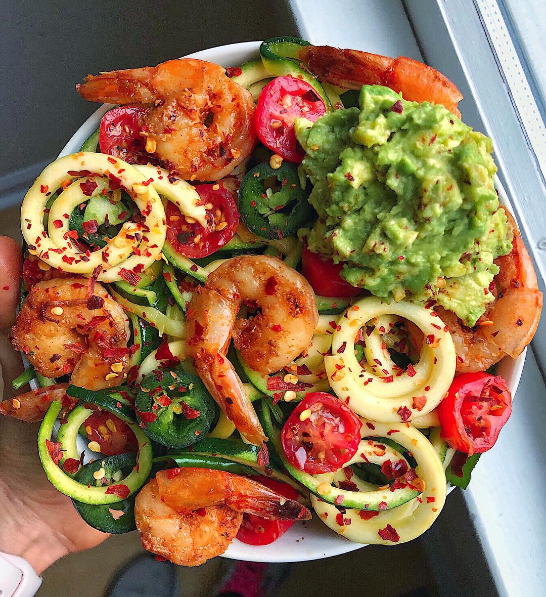 Easy Baked Shrimp Zoodle Bowl Lunch