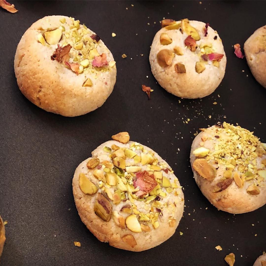 Almond Pistachio and Rose Petal Cookies
