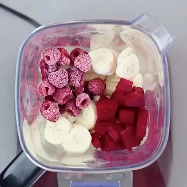 Pink Smoothie Bowl with Fruits and Beets