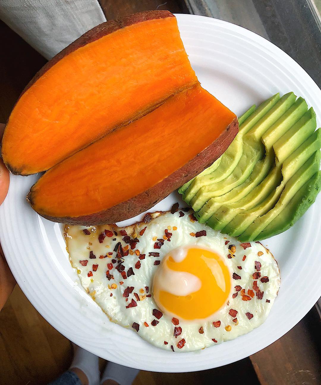 Fried Egg Avocado Baked Sweet Potato Meal