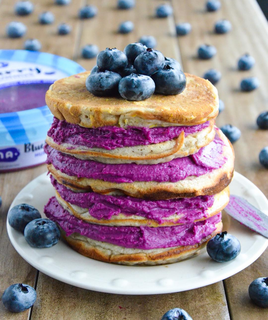 Vegan Pancakes with Oat Flour and Blueberry Topping
