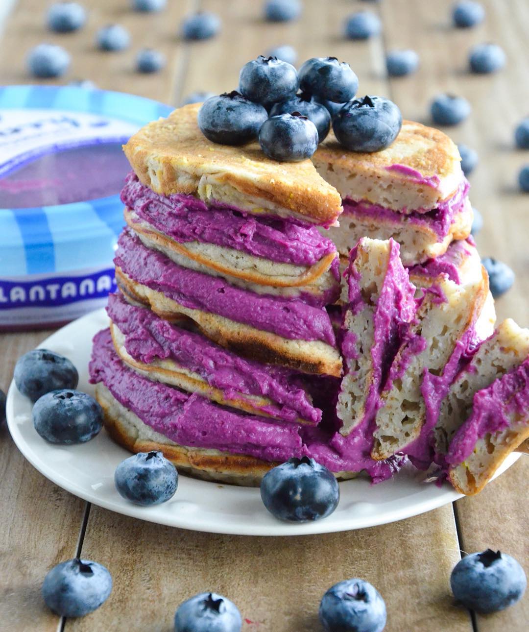 Vegan Pancakes with Oat Flour and Blueberry Topping