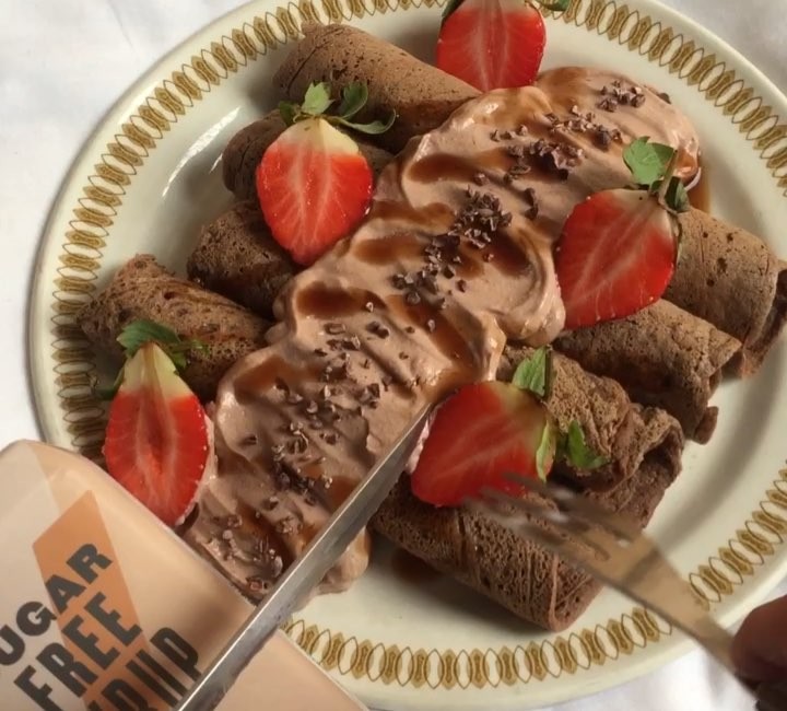 Easy Chocolate Crepes with Chia Seed Batter