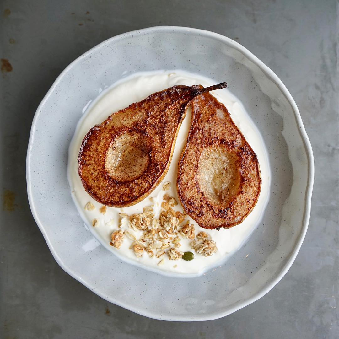 Spiced Cinnamon Baked Pears Breakfast