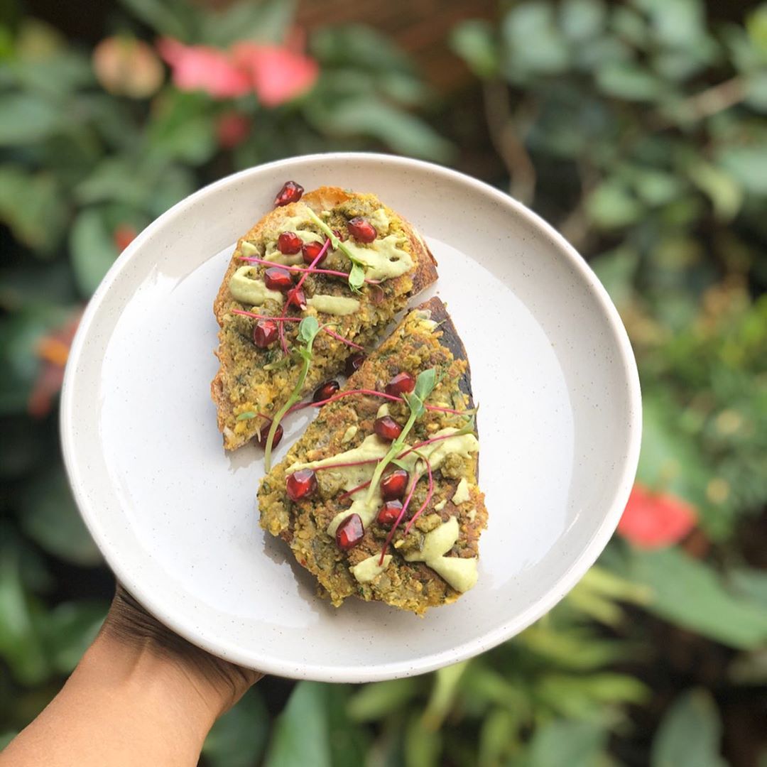 Falafel Toastie Breakfast with Fresh Toppings