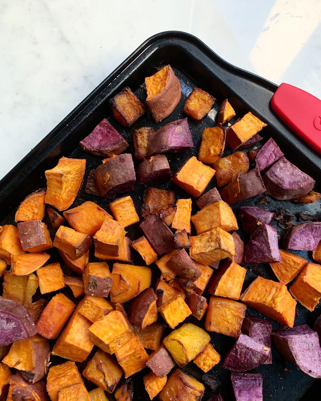 Roasted Sweet Potatoes with Coconut Oil and Ginger