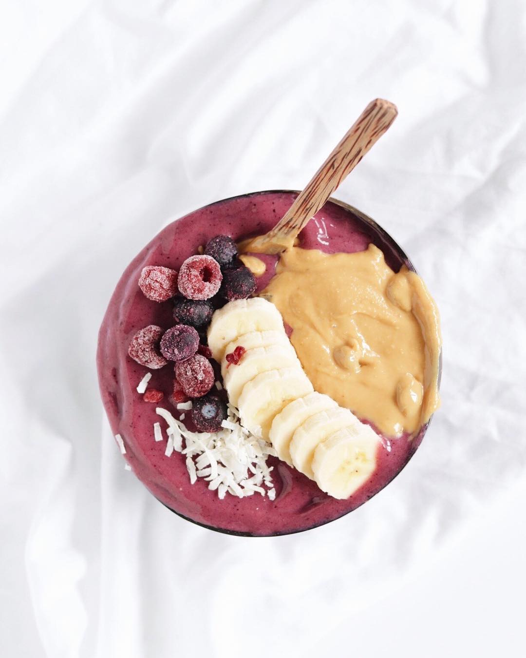 Berry Smoothie Bowl with Frozen Fruits and Toppings