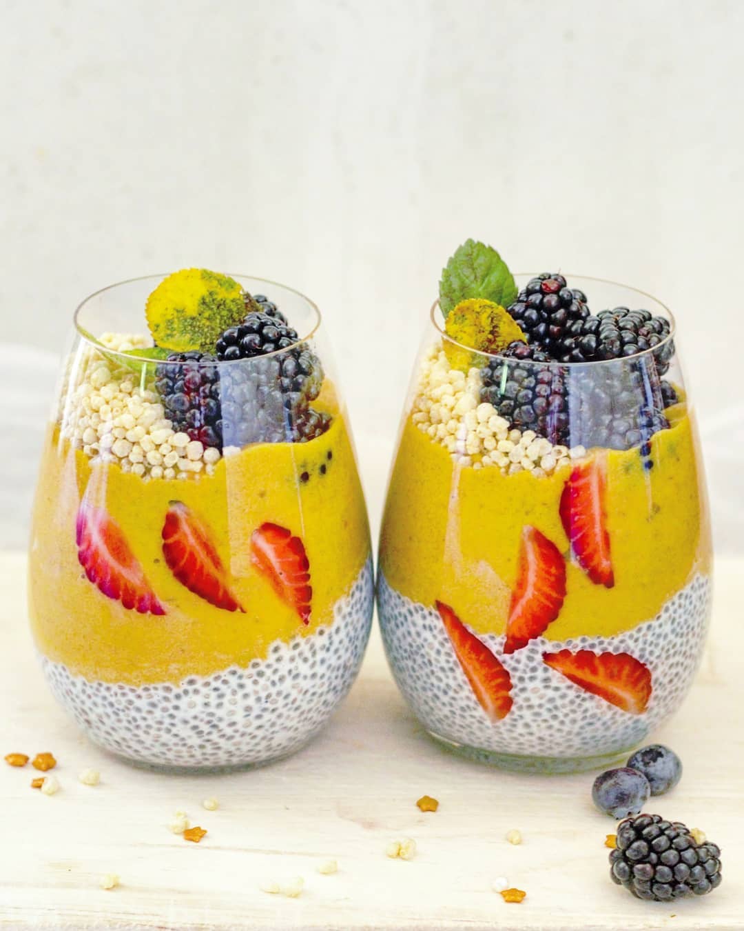 Layered Mango Banana Smoothie with Chia Pudding