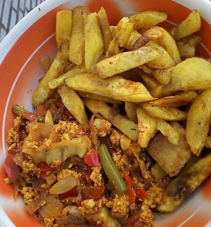 Oven-Baked Sweet Potato Fries and Scrambled Tofu