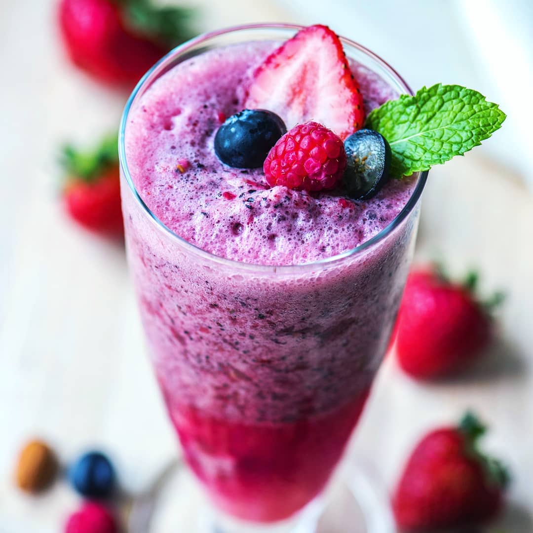 Berry Bliss Smoothie with Fresh Berries and Seeds