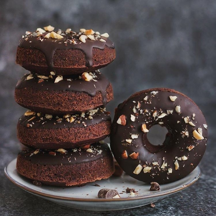 Double Chocolate Donuts with Hazelnuts